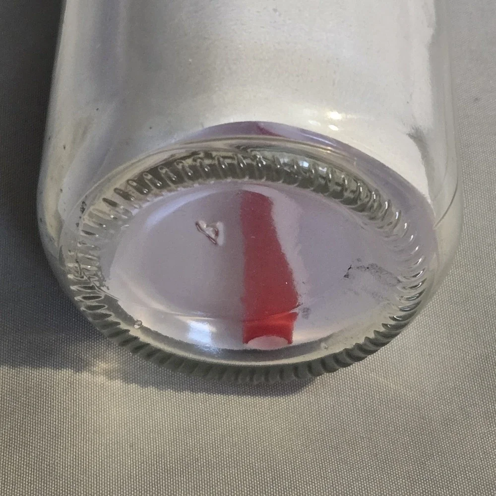 North Pole Delivery Santa Glass Milk Bottle Red Lid Straw Christmas Holiday